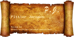 Pittler Jeromos névjegykártya